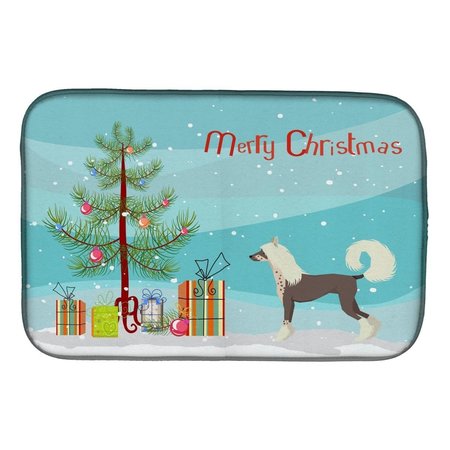 CAROLINES TREASURES Chinese Crested Christmas Tree Dish Drying Mat CK3531DDM